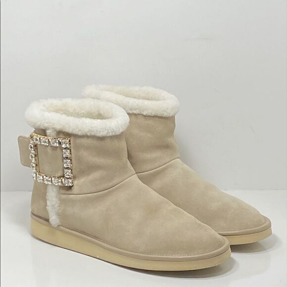 Roger Vivier Winter Viv' Strass suede and shearling ankle boots size 39 - Picture 8 of 15